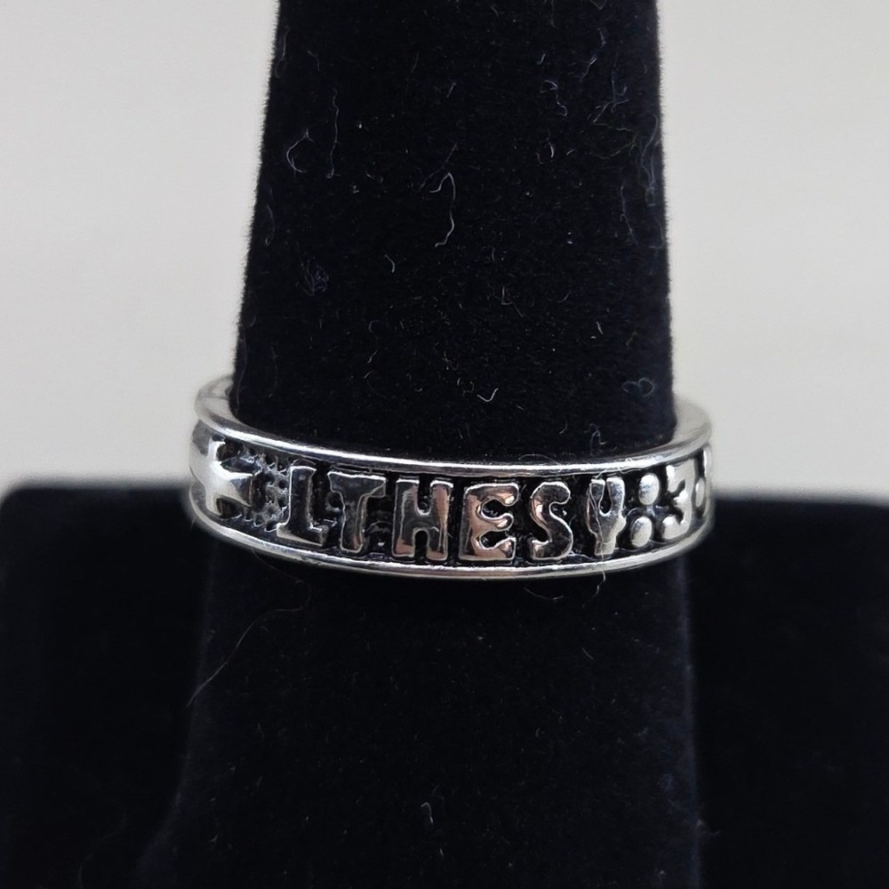Faith Cross 1 THES 4:3-4 Scripture Band Ring Silver Tone Size 10.25 Religious